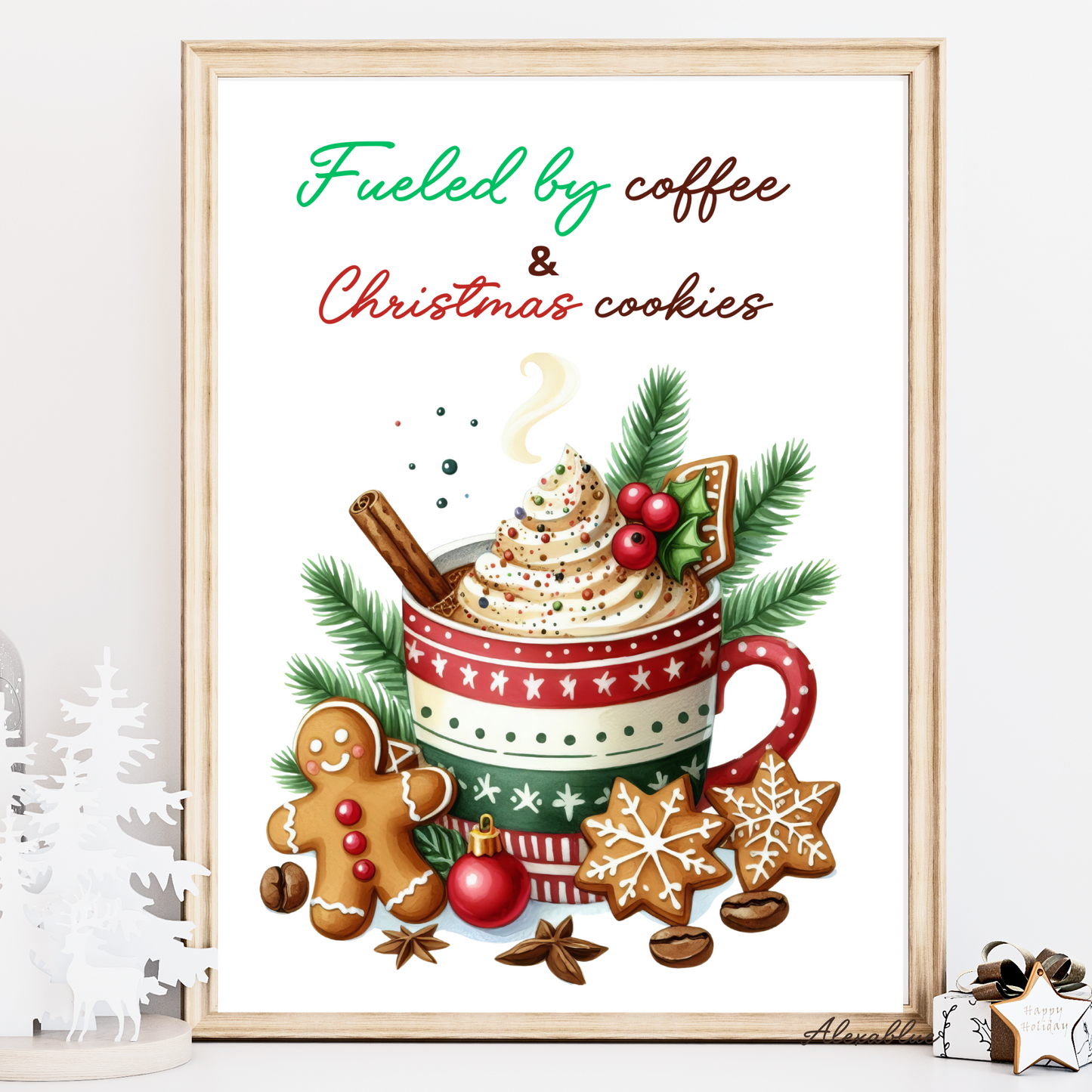 Christmas Coffee Poster ② A4 size Christmas Interior Poster