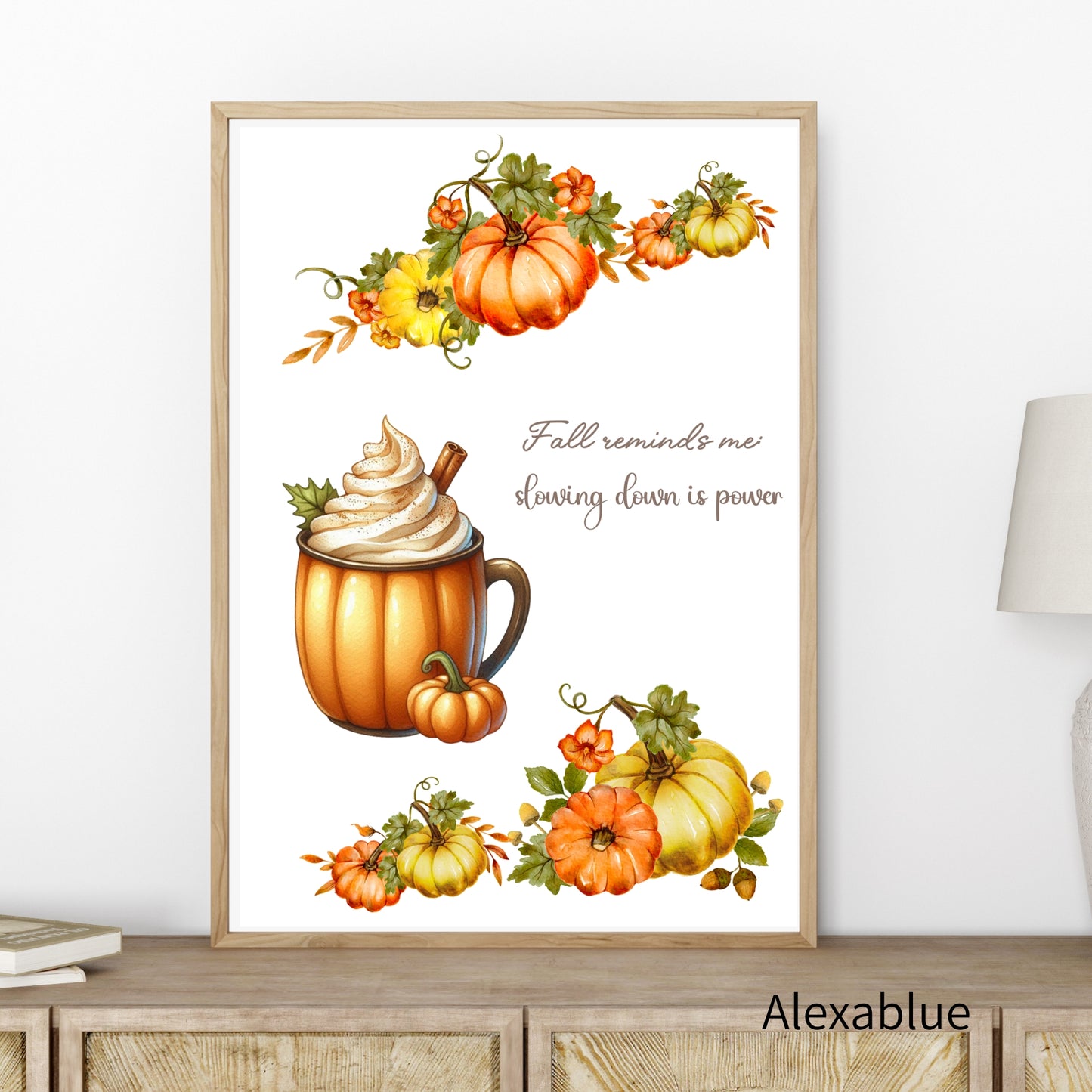 Fall Reminds Me Poster | Autumn Poster Nordic Style Interior Art Poster Pumpkin Autumn Colors Wall Decor