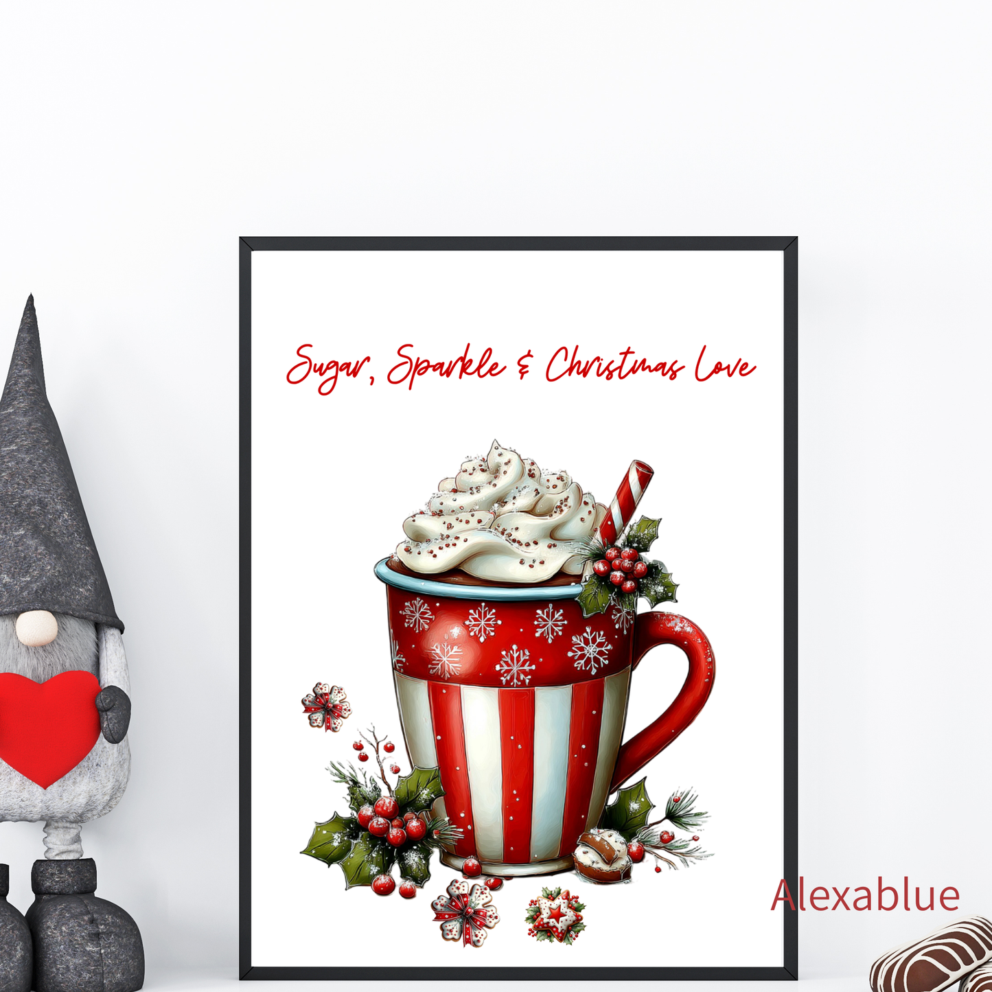 Sugar, Sparkle & Christmas Love | Whipped Coffee Christmas Interior Poster | Relaxing Winter Time, Cute Cafe-Style Design