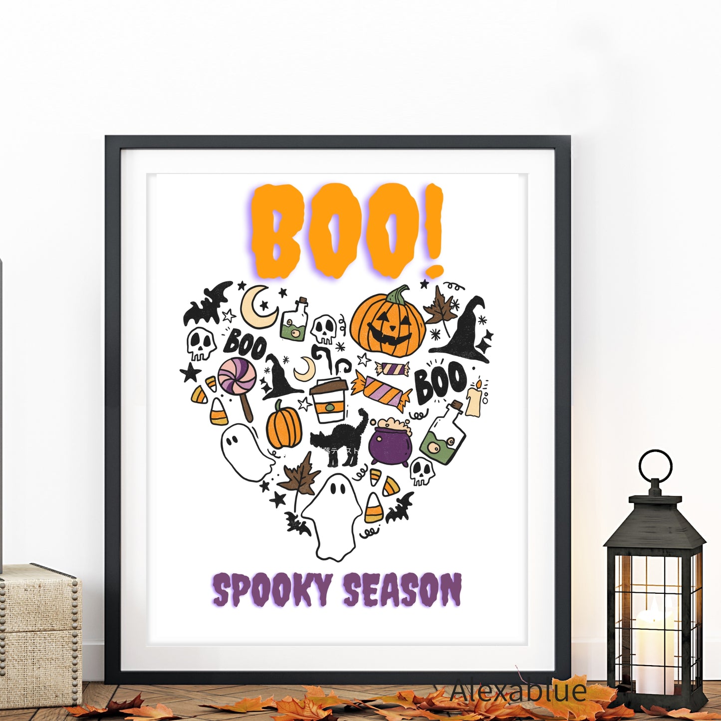 BOO! Pumpkin Party | Cute Halloween Poster, Autumn Interior Poster