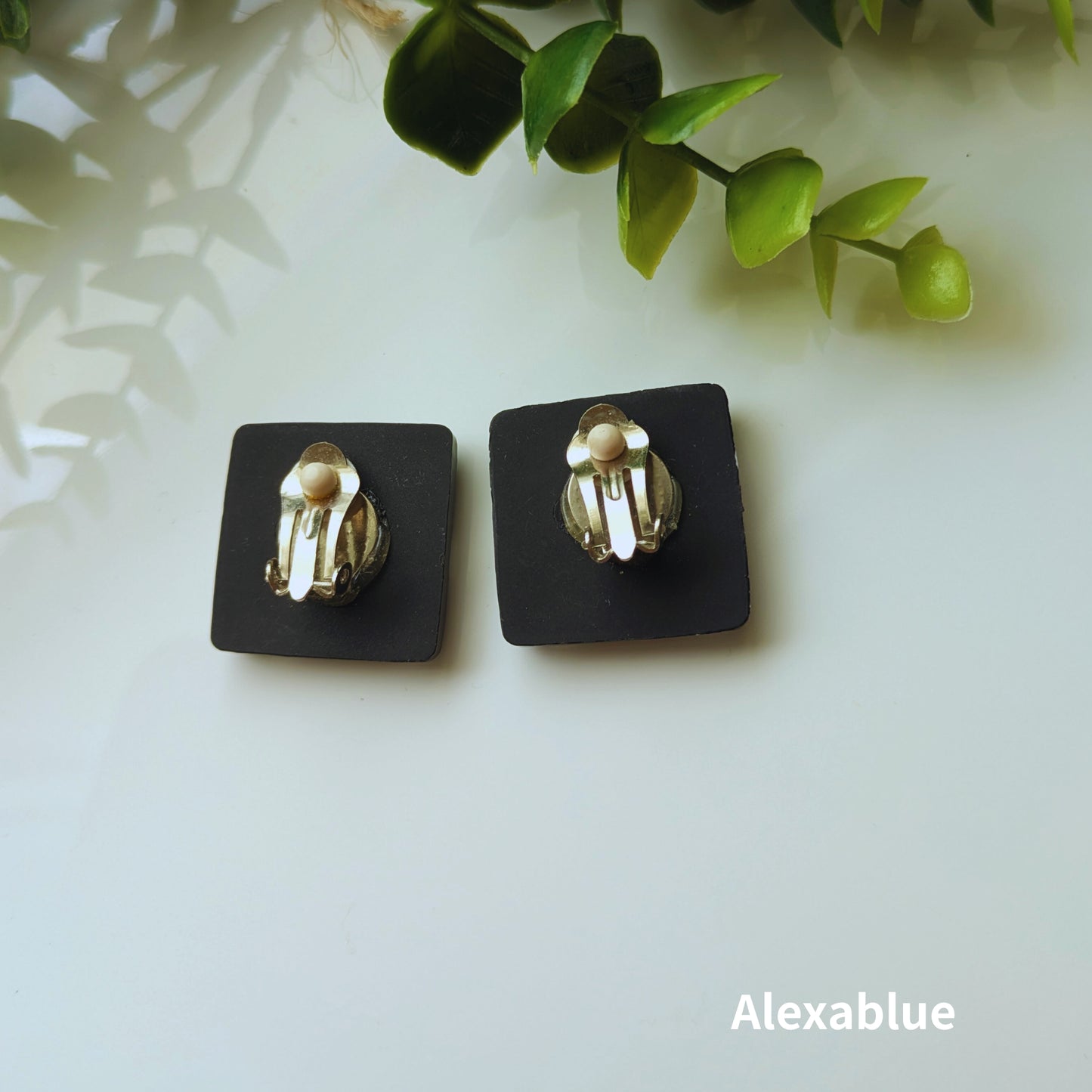 Monotone Cross | Monotone Double Cross Square Antique Earrings Vintage Earrings