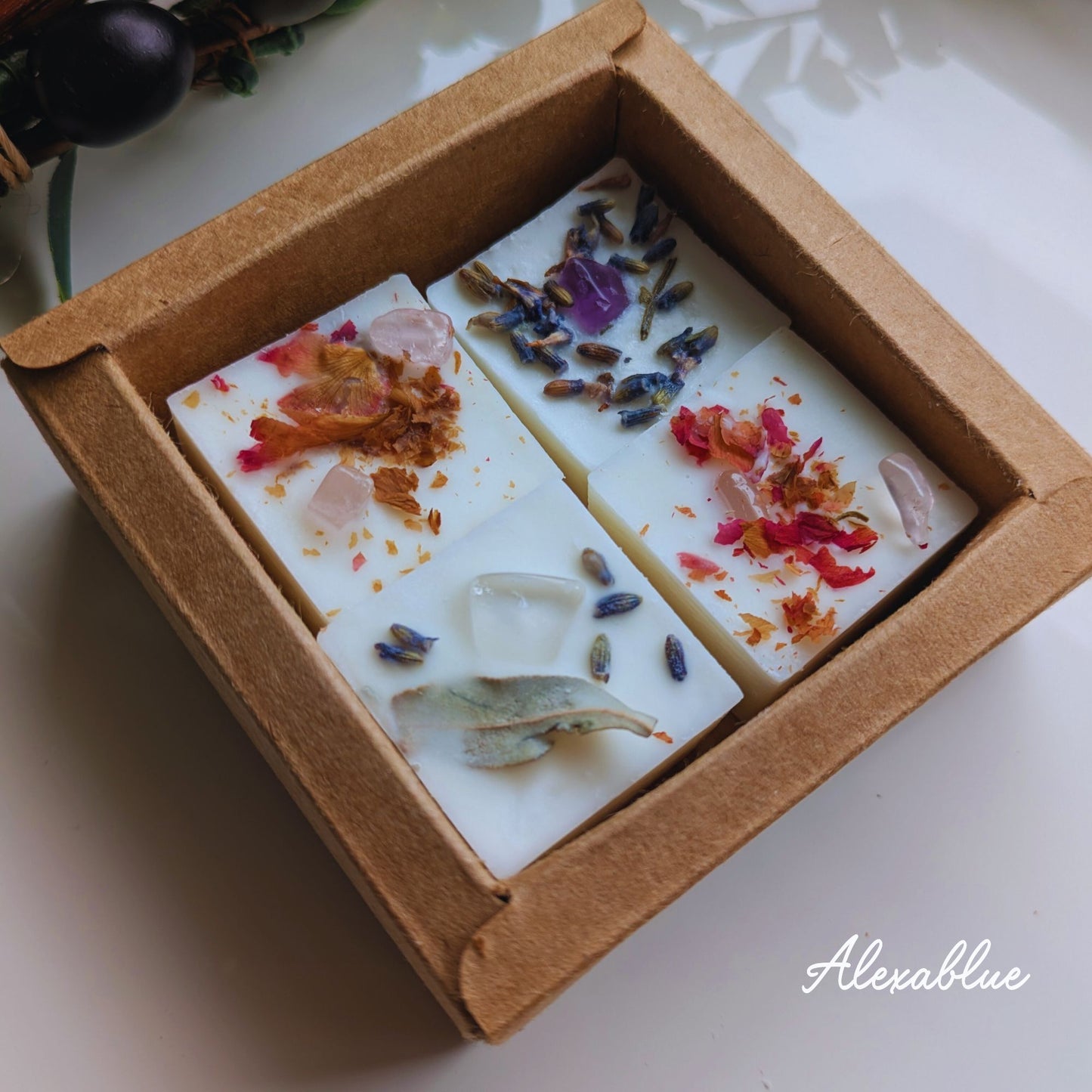 Aroma Soy Candle Cubes, Set of 4 - Natural Stones & Herbs, for Candle Warmers