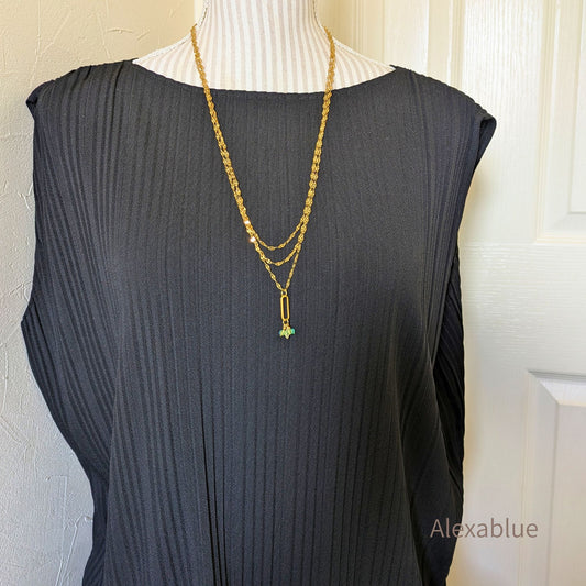 Multi Gem Layer 2WAY Necklace|レモンクォーツ・アクアマリン・ペリドット・アマゾナイト 8月誕生石