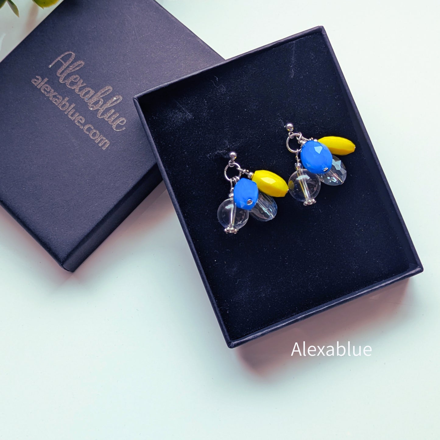ビタミンカラービーズ&クリスタル ボリュームピアス(ステンレス)