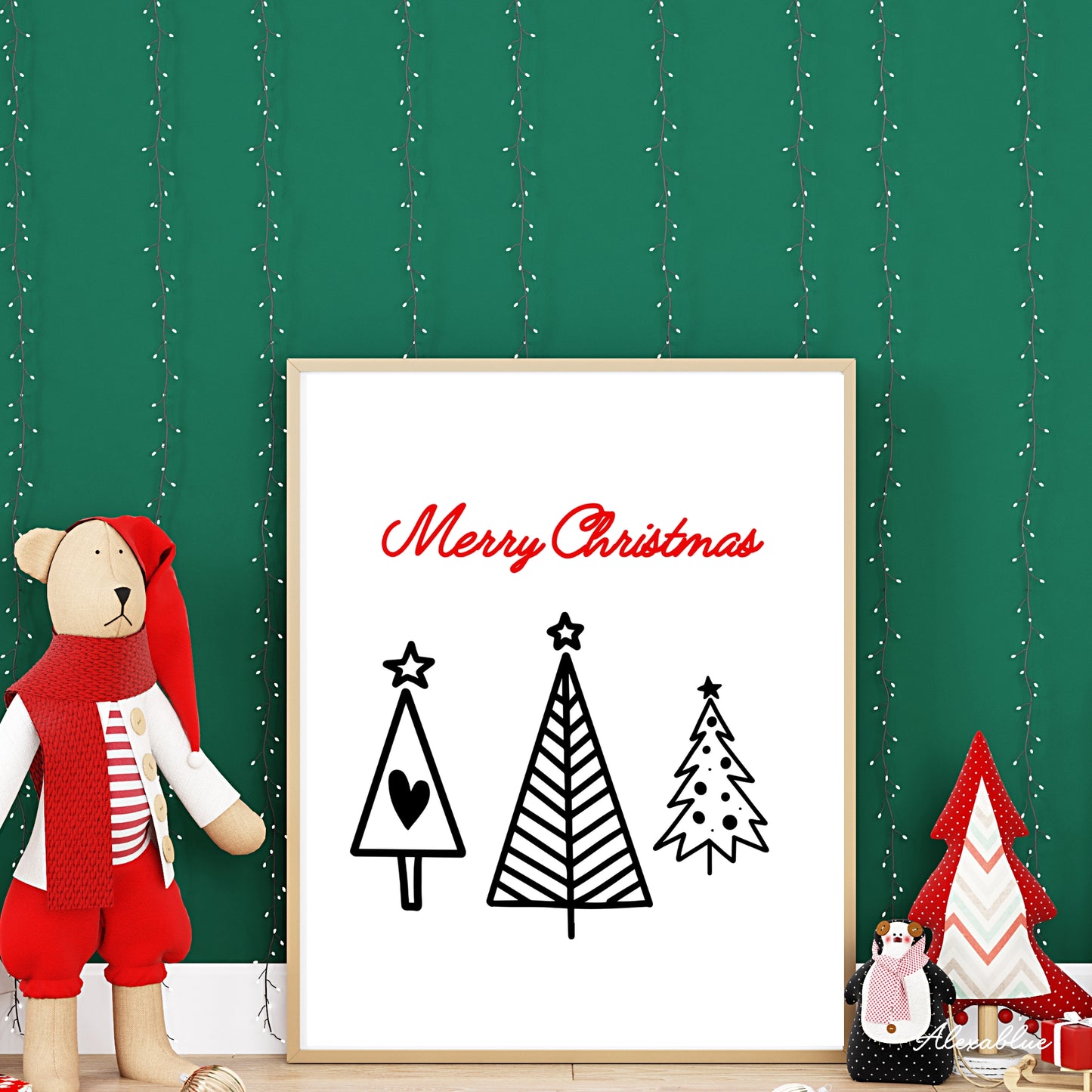 Simple Christmas Poster A4 Size Christmas Interior Poster