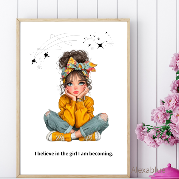 Believe in Yourself|Girly Affirmation Poster|English Interior for Growth