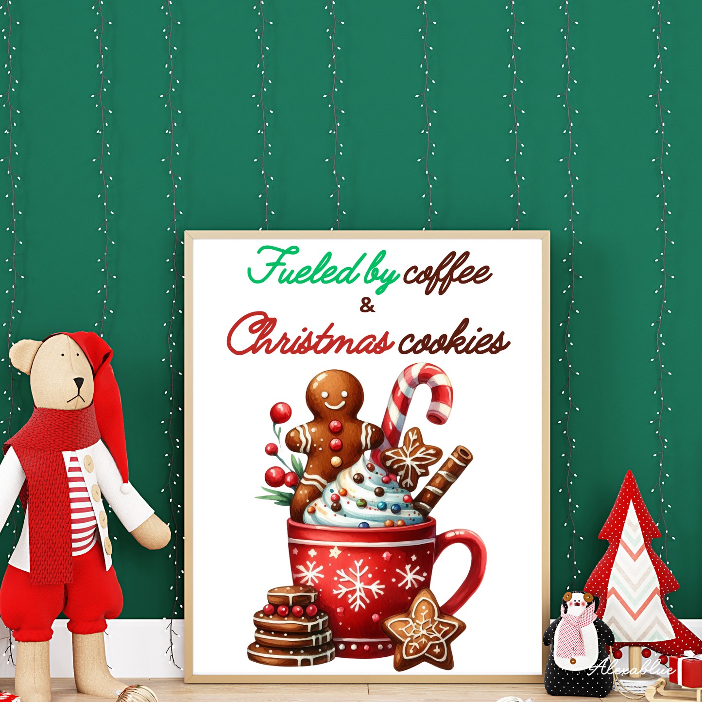 Christmas Coffee Poster A4 Size Christmas Interior Poster