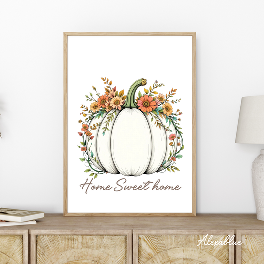 Scandinavian Pumpkin Poster | Nordic style pumpkin poster, autumn interior art, natural, stylish, A4