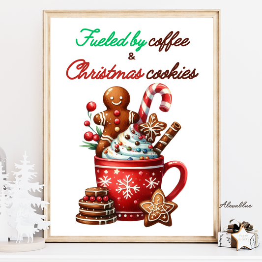 Christmas Coffee Poster A4 Size Christmas Interior Poster