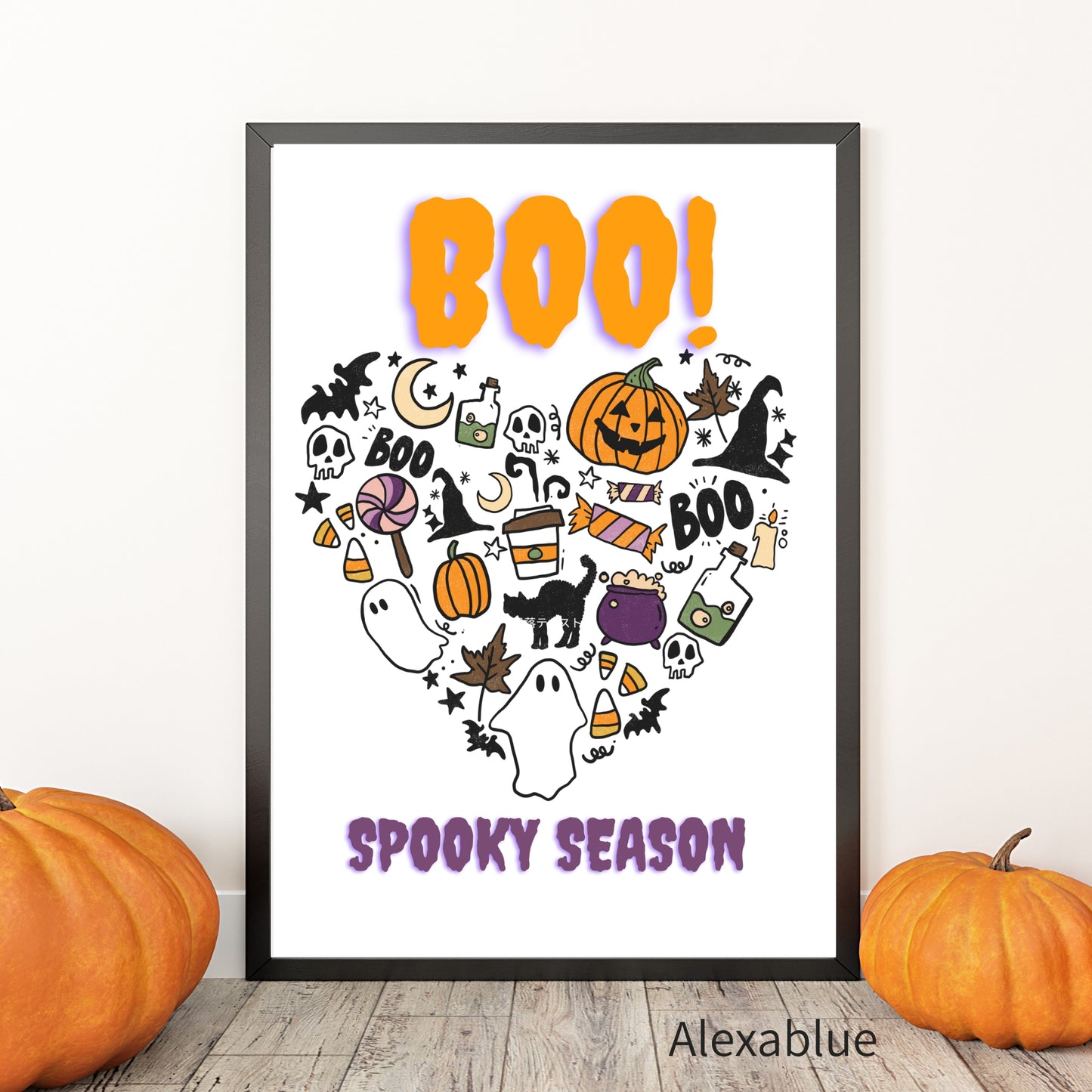 BOO! Pumpkin Party | Cute Halloween Poster, Autumn Interior Poster