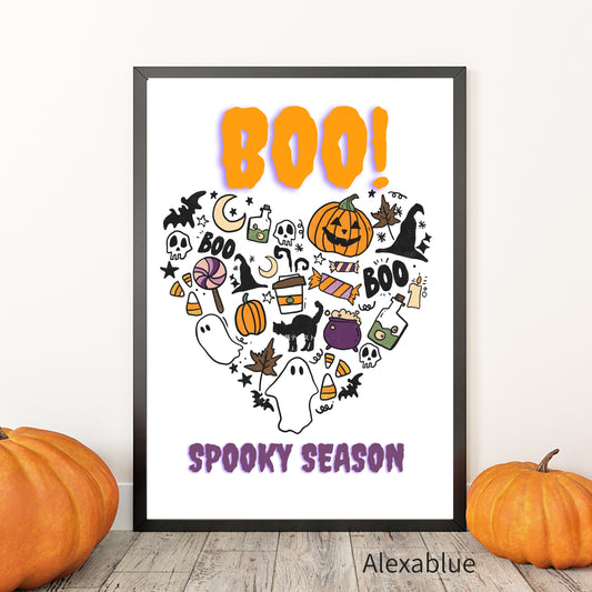 BOO! Pumpkin Party | Cute Halloween Poster, Autumn Interior Poster