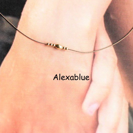 Gold Tiny Pearl Silk Cord Bracelet, K14GF
