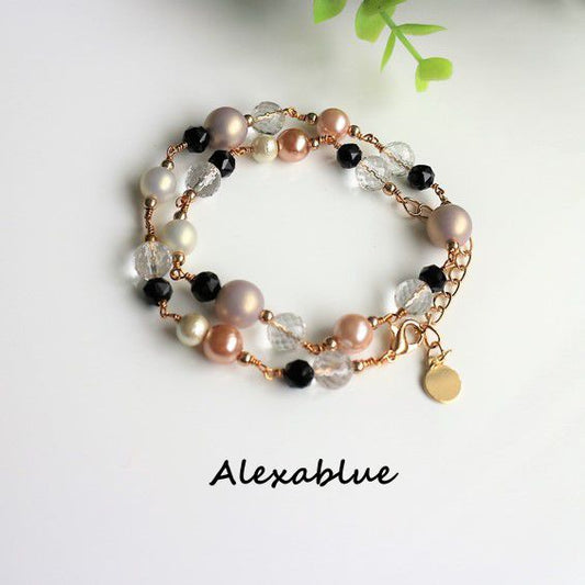 Mocha-colored 2-Way Autumn Natural Stone Bracelet/Necklace - April Birthstone & August Birthstone