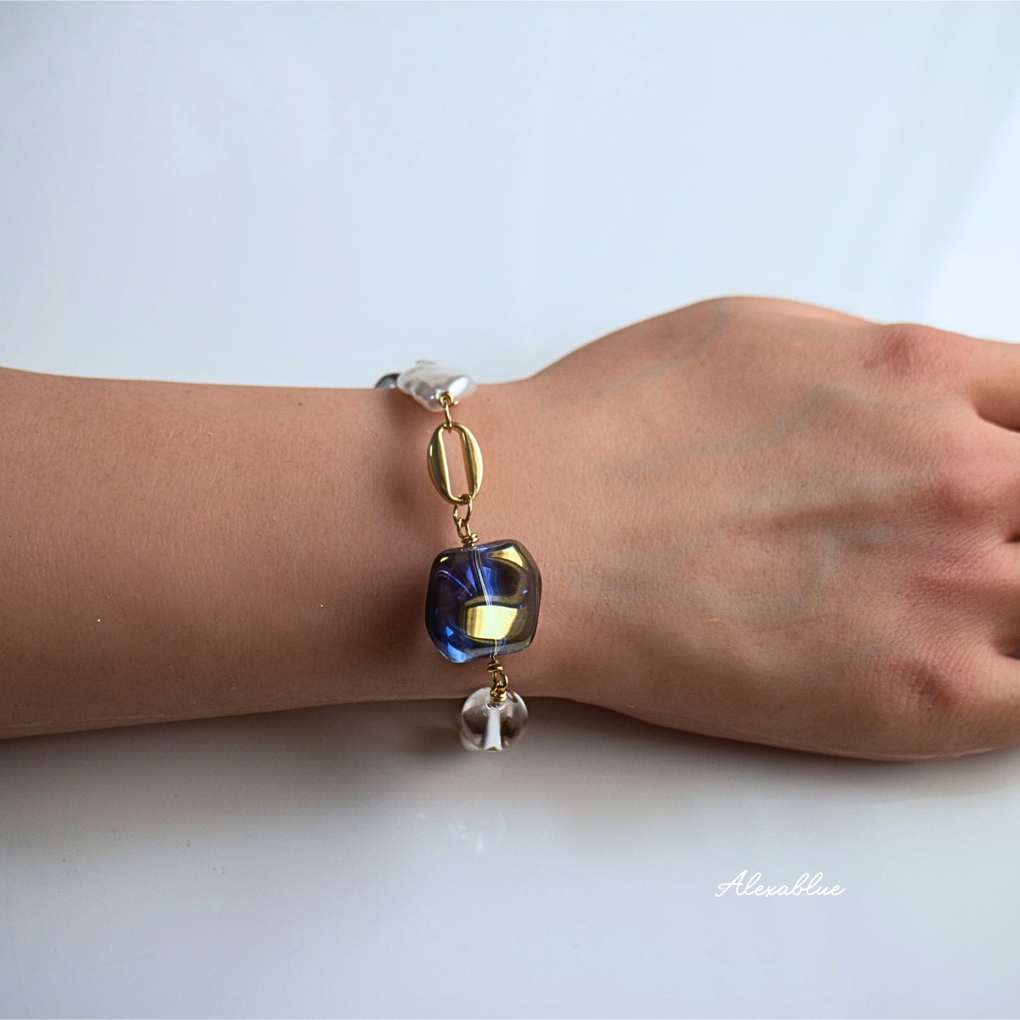 Aurora Baroque Pearl Crystal Bracelet K14GF Bracelet April Birthstone