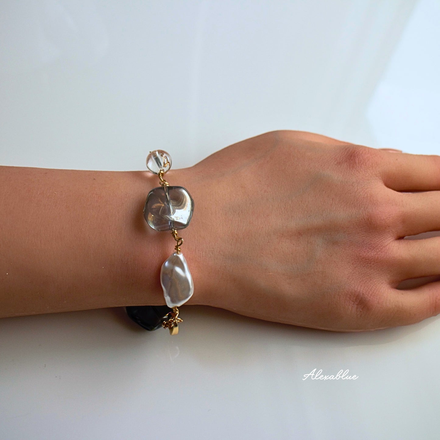 Aurora Baroque Pearl Crystal Bracelet K14GF Bracelet April Birthstone