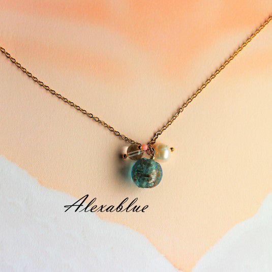 Mermaid Necklace - March/April Birthstones: Coral & Crystal
