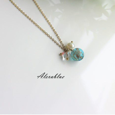 Mermaid Necklace - March/April Birthstones: Coral & Crystal