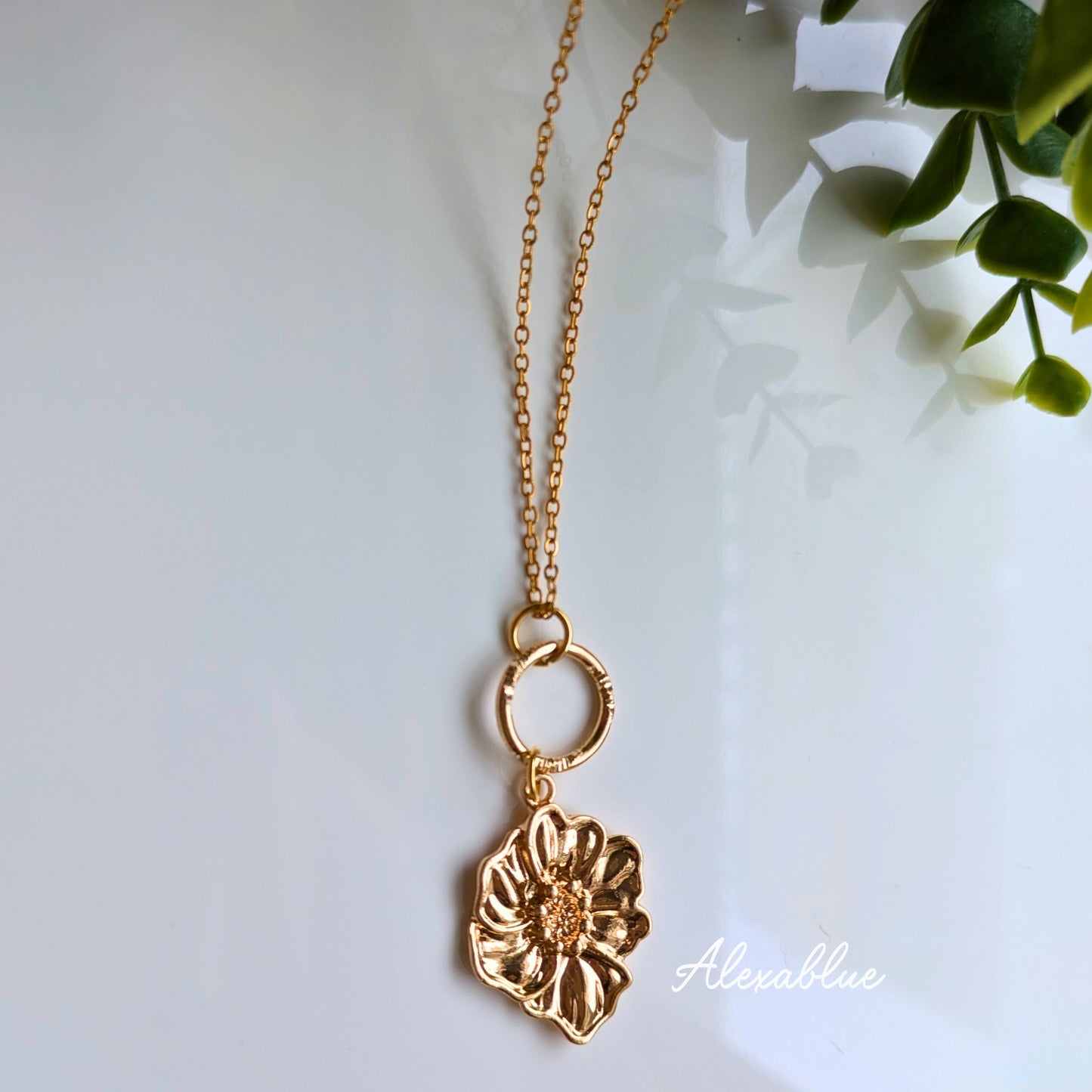 Long Necklace with Flower Charm and Freshwater Pearl | Delicate and Elegant Jewelry for Adults