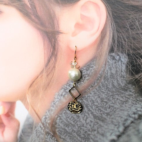 Crystal Asymmetric Tassel Earrings - April Birthstone