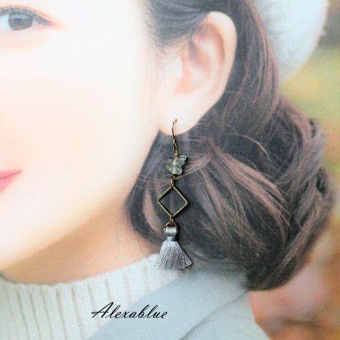 Crystal Asymmetric Tassel Earrings - April Birthstone