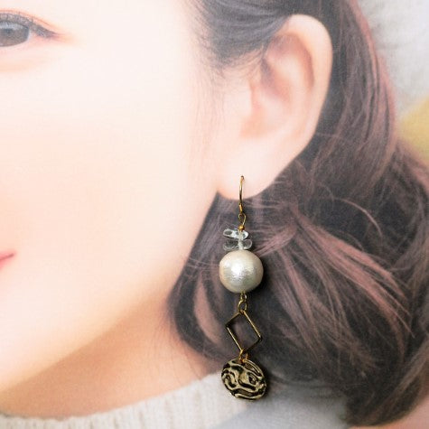 Crystal Asymmetric Tassel Earrings - April Birthstone