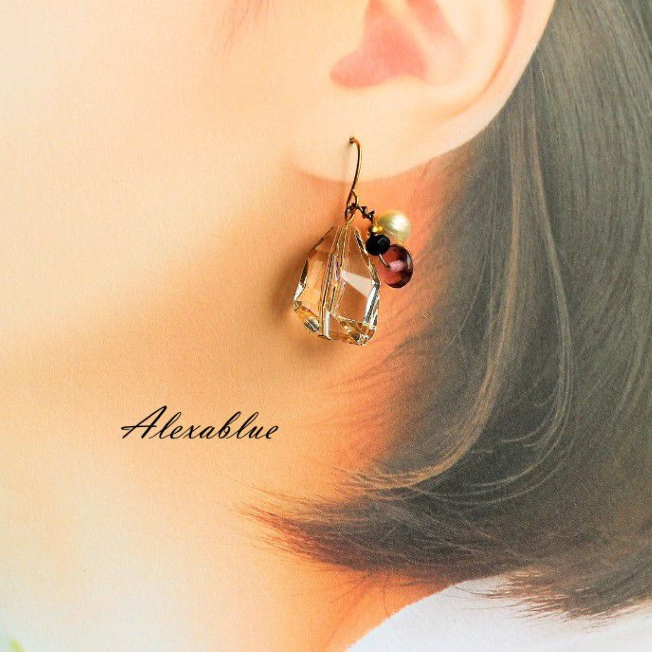 Asymmetrical Clear Pink Freshwater Pearl Earrings