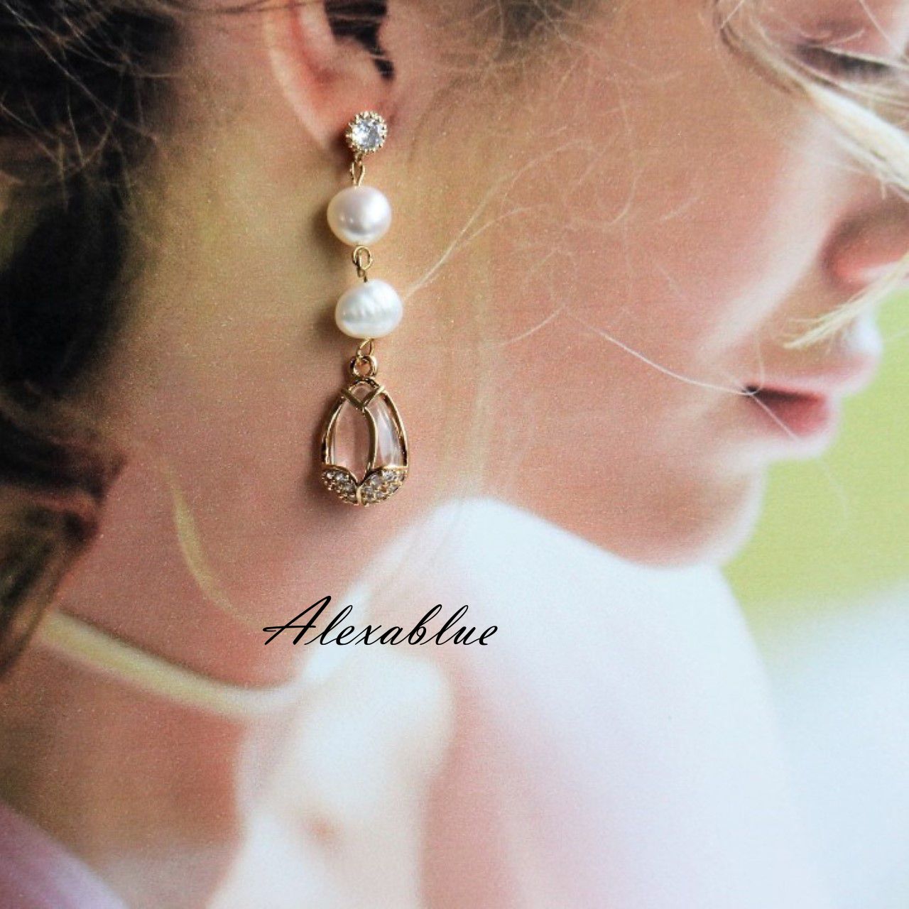 Wedding Accessory Clear Tulip Earrings