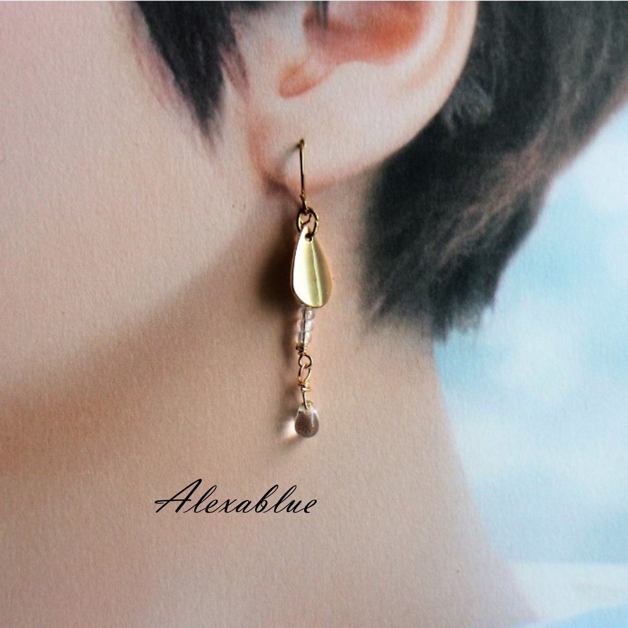 Asymmetric adult line pearl earrings - cute and stylish accessories, simple delicate accessories, bridal, wedding, party, elegant accessories