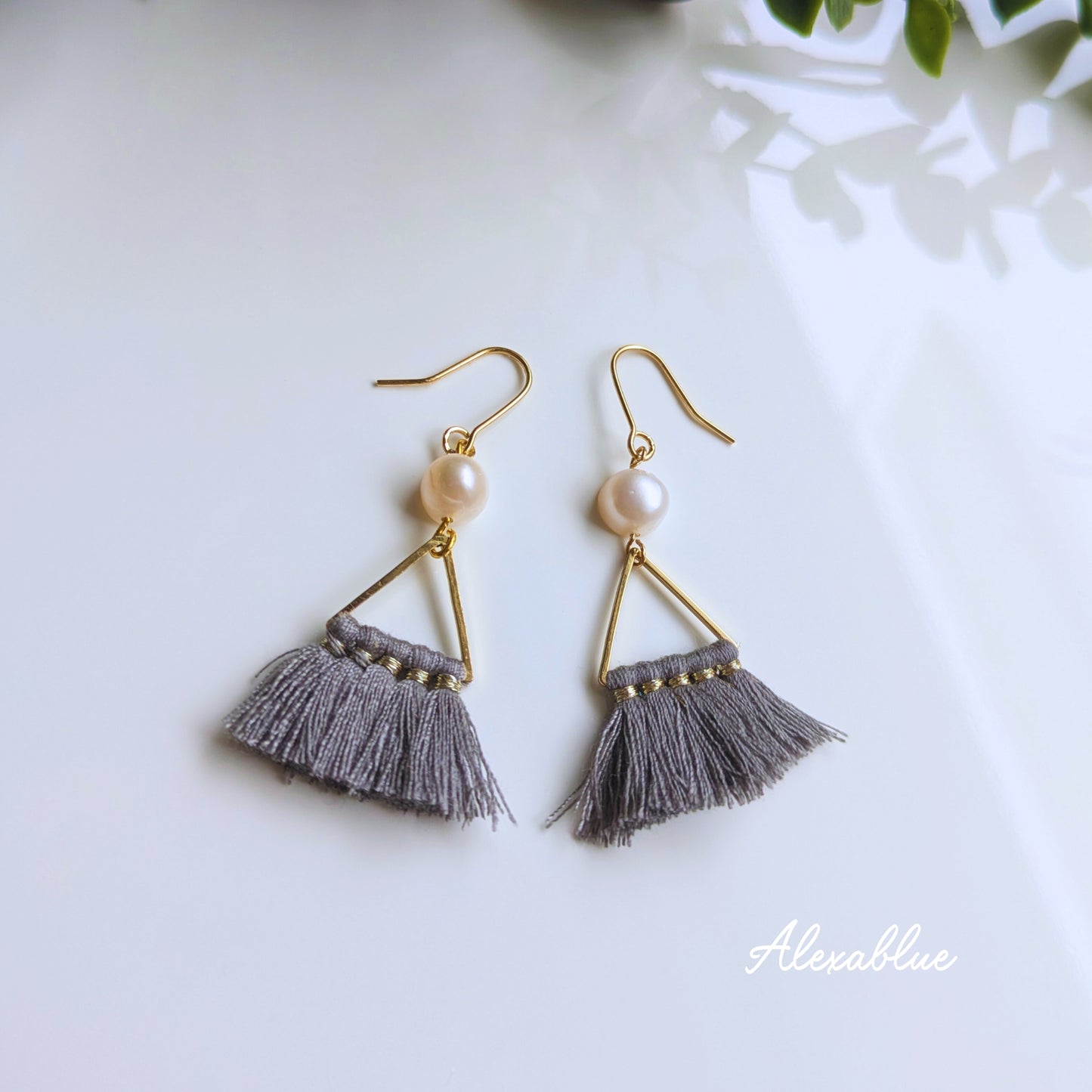 Gray Tassel Freshwater Pearl Earrings - Cute, Elegant, Simple, Gift