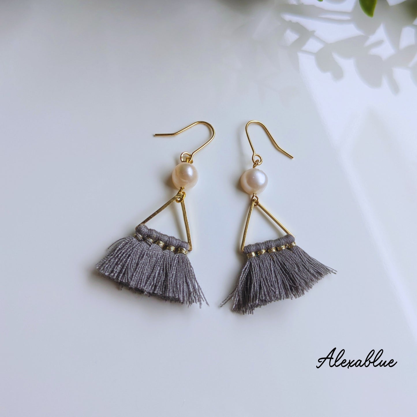Gray Tassel Freshwater Pearl Earrings - Cute, Elegant, Simple, Gift