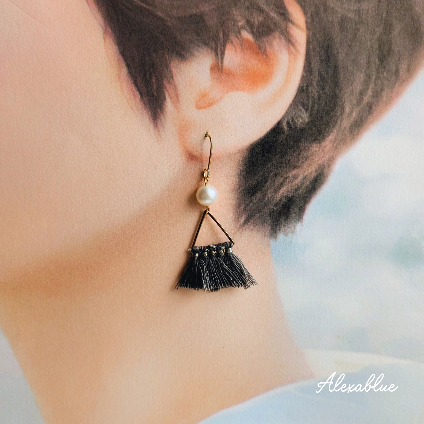 Gray Tassel Freshwater Pearl Earrings - Cute, Elegant, Simple, Gift