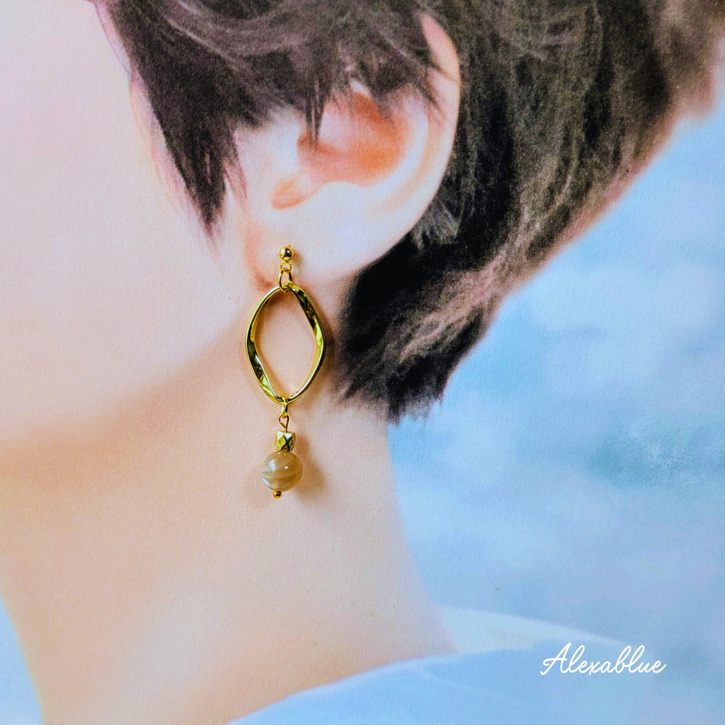 Orange Moonstone Earrings | Natural Stone | Simple & Elegant | Cute & Sophisticated | Hypoallergenic