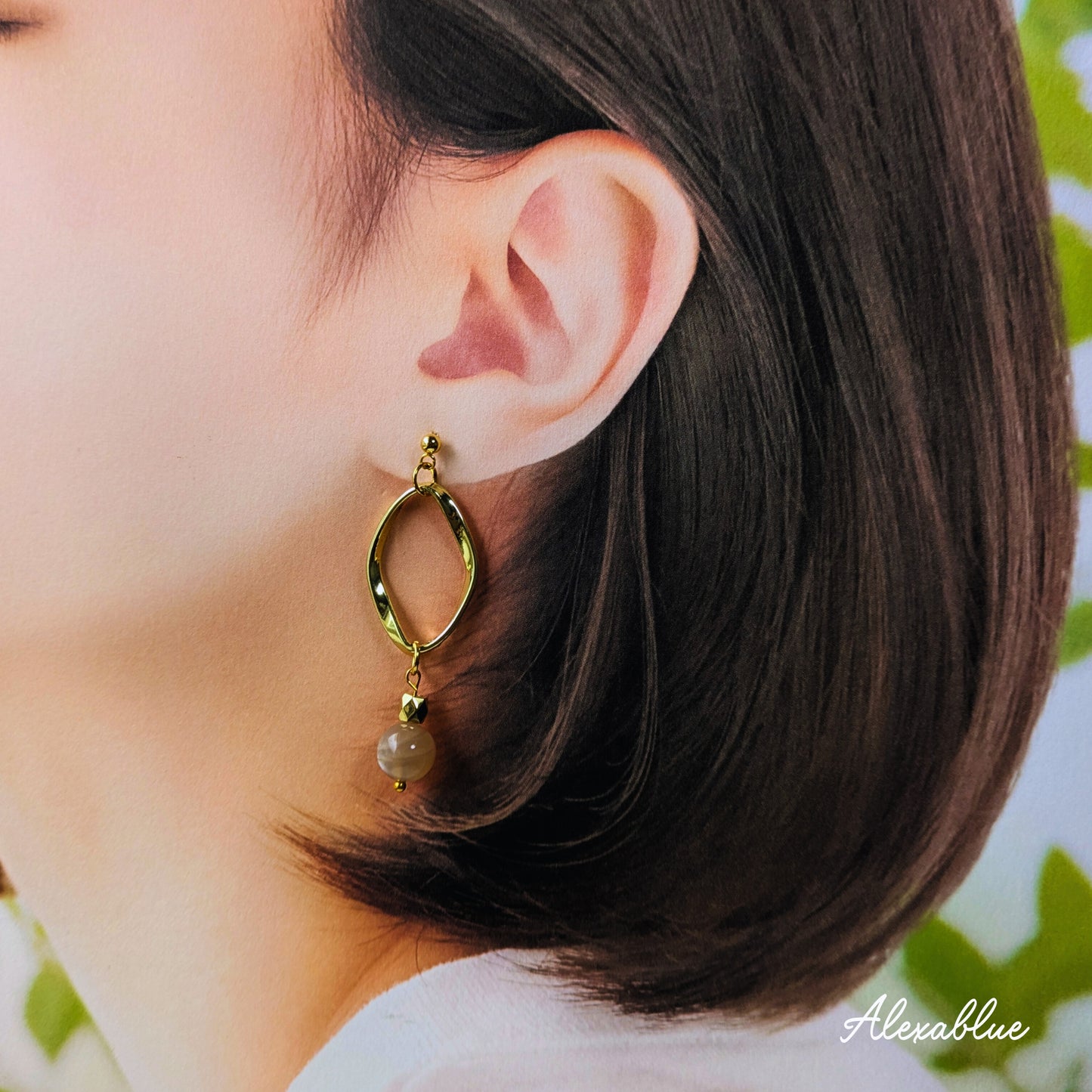 Orange Moonstone Earrings | Natural Stone | Simple & Elegant | Cute & Sophisticated | Hypoallergenic