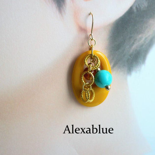 Mustard Turquoise Earrings, December Birthstone