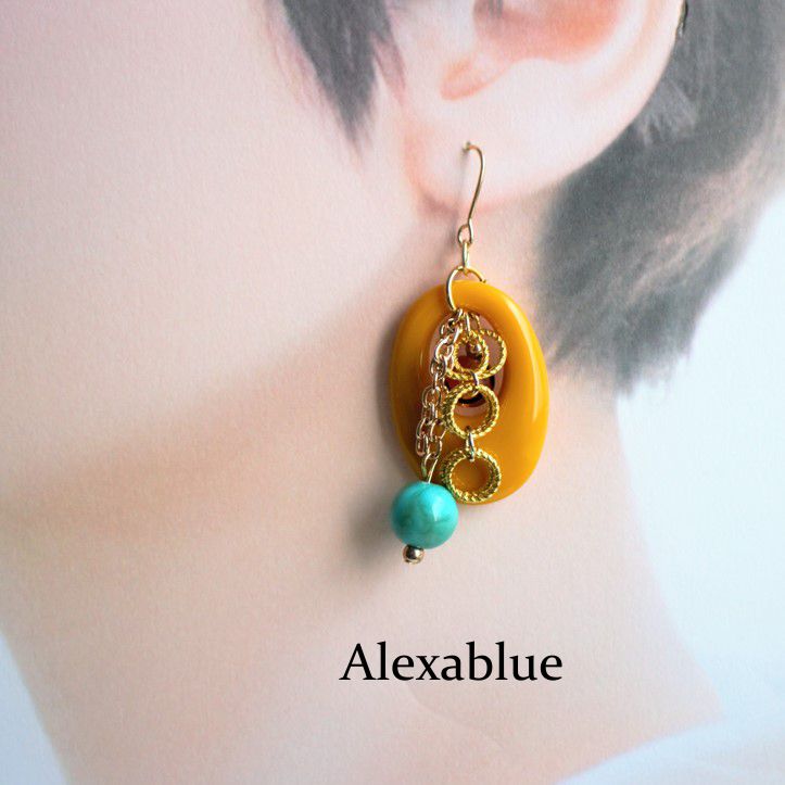 Mustard Turquoise Earrings, December Birthstone