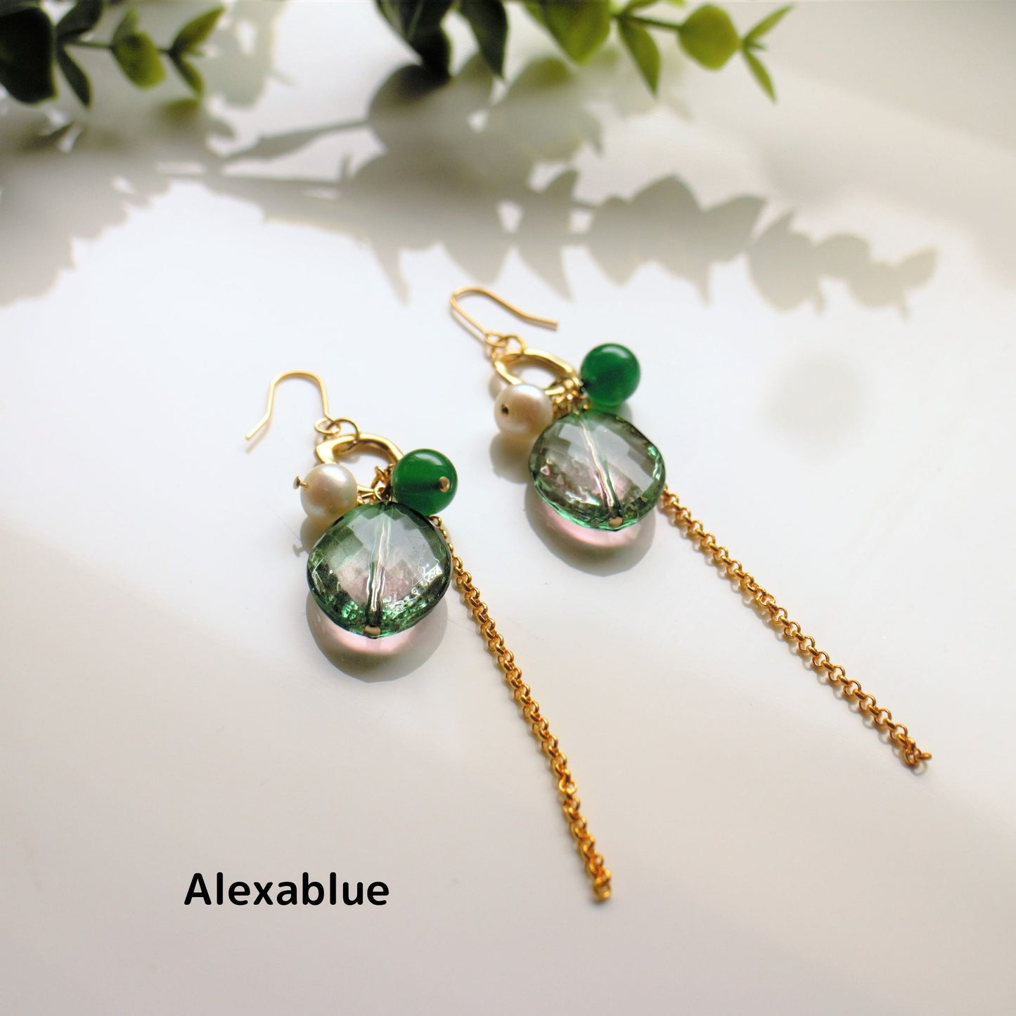 Green Onyx Freshwater Pearl Earrings - Natural Stone Earrings