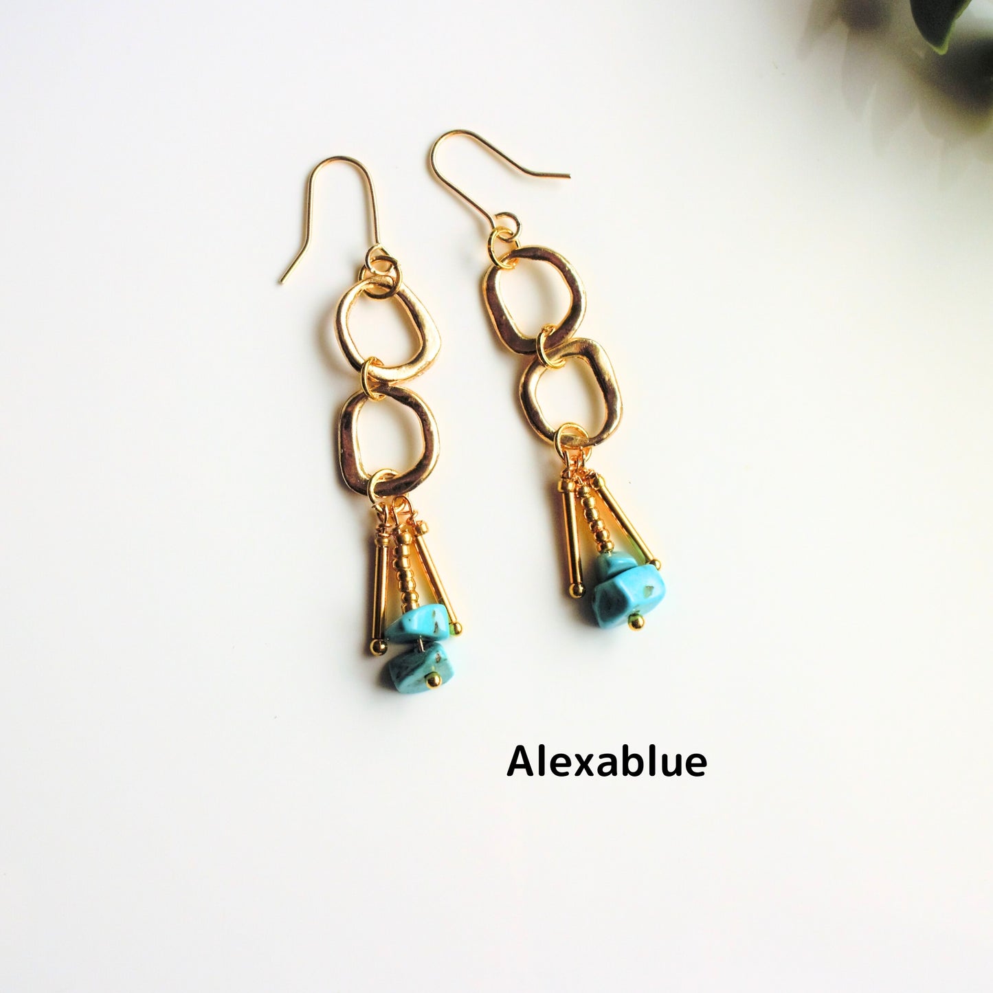 Turquoise Chain Earrings, Natural Stone Earrings, December Birthstone