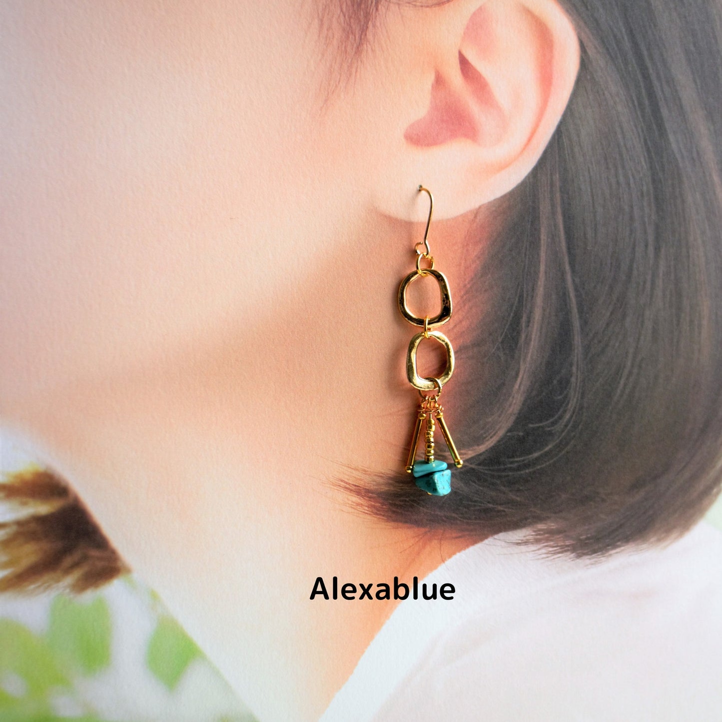 Turquoise Chain Earrings, Natural Stone Earrings, December Birthstone