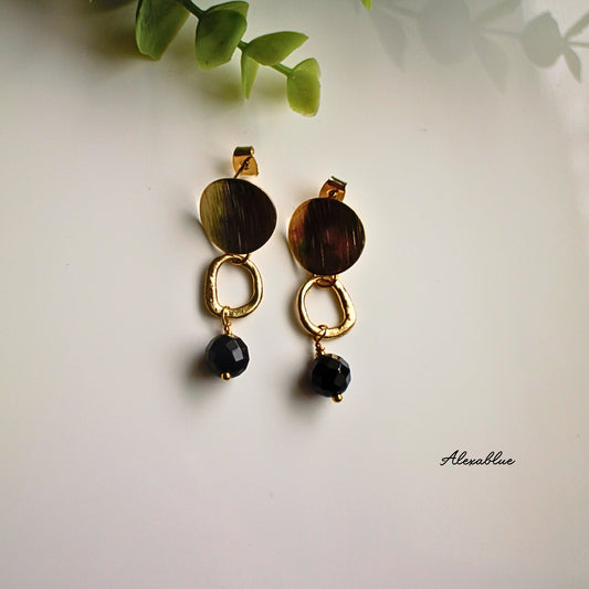 Onyx Earrings, Natural Stone Earrings, August Birthstone Earrings