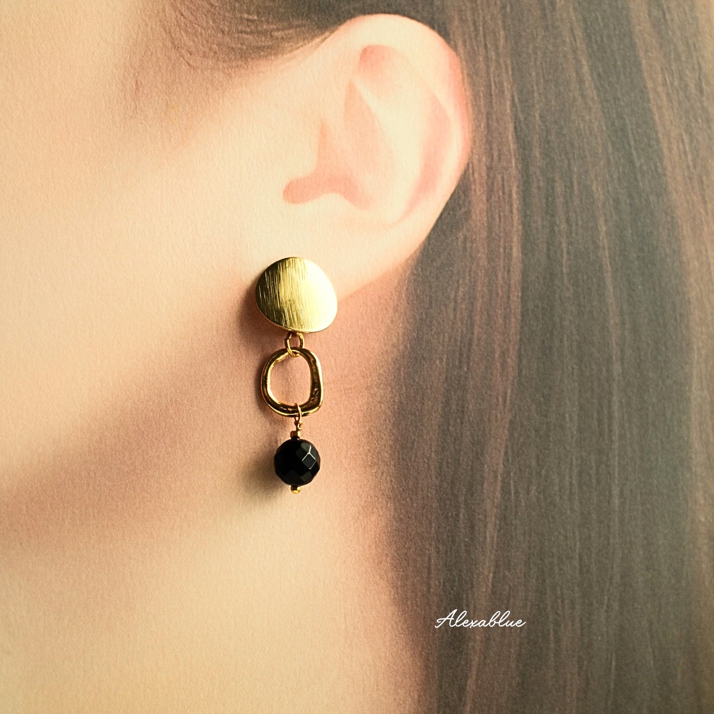 Onyx Earrings, Natural Stone Earrings, August Birthstone Earrings
