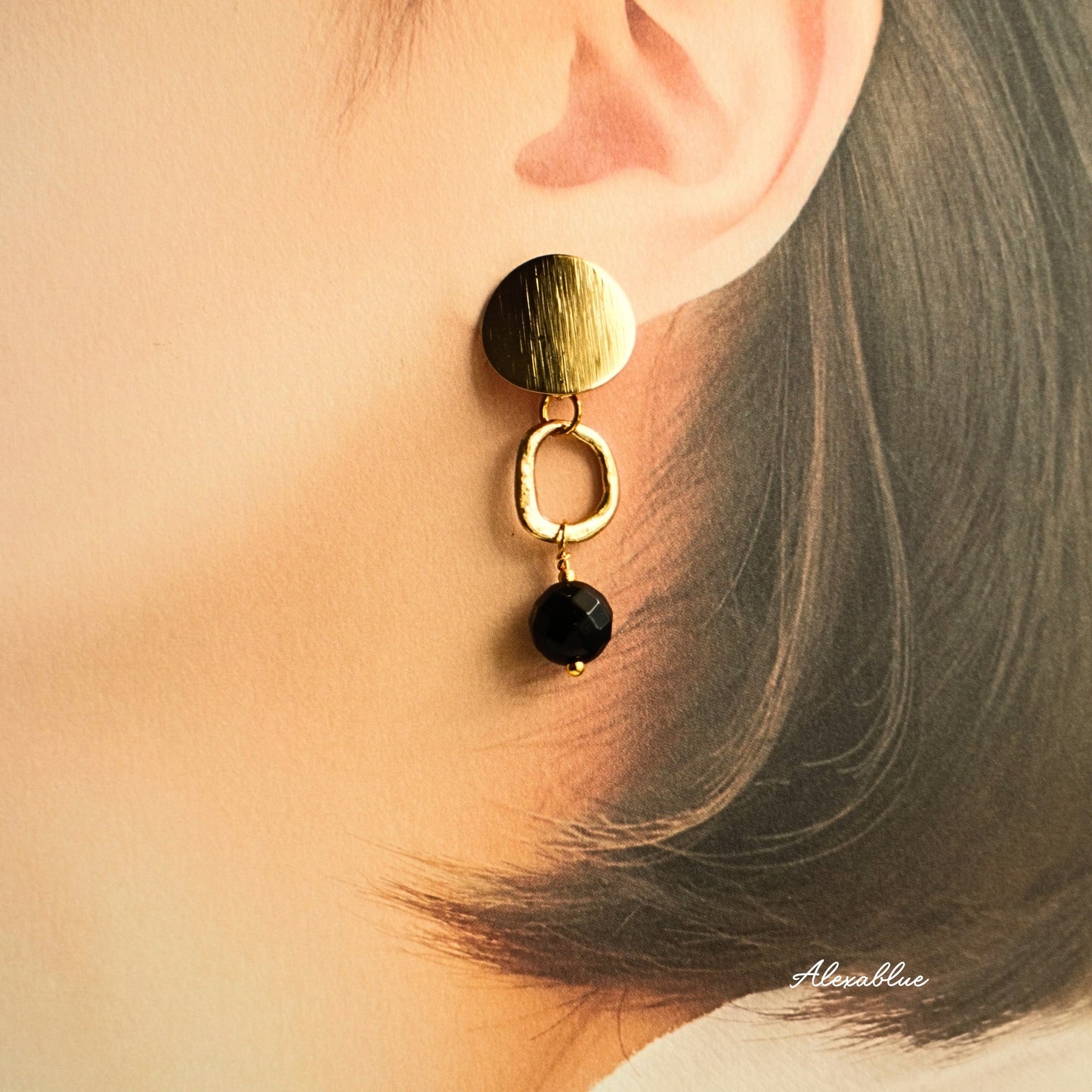Onyx Earrings, Natural Stone Earrings, August Birthstone Earrings