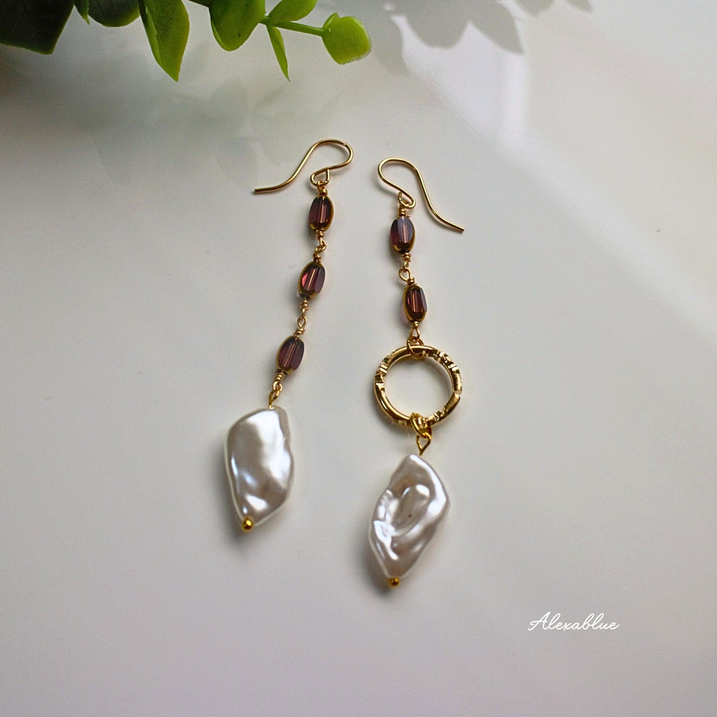 Baroque Pearl Long Asymmetrical Earrings K14GF