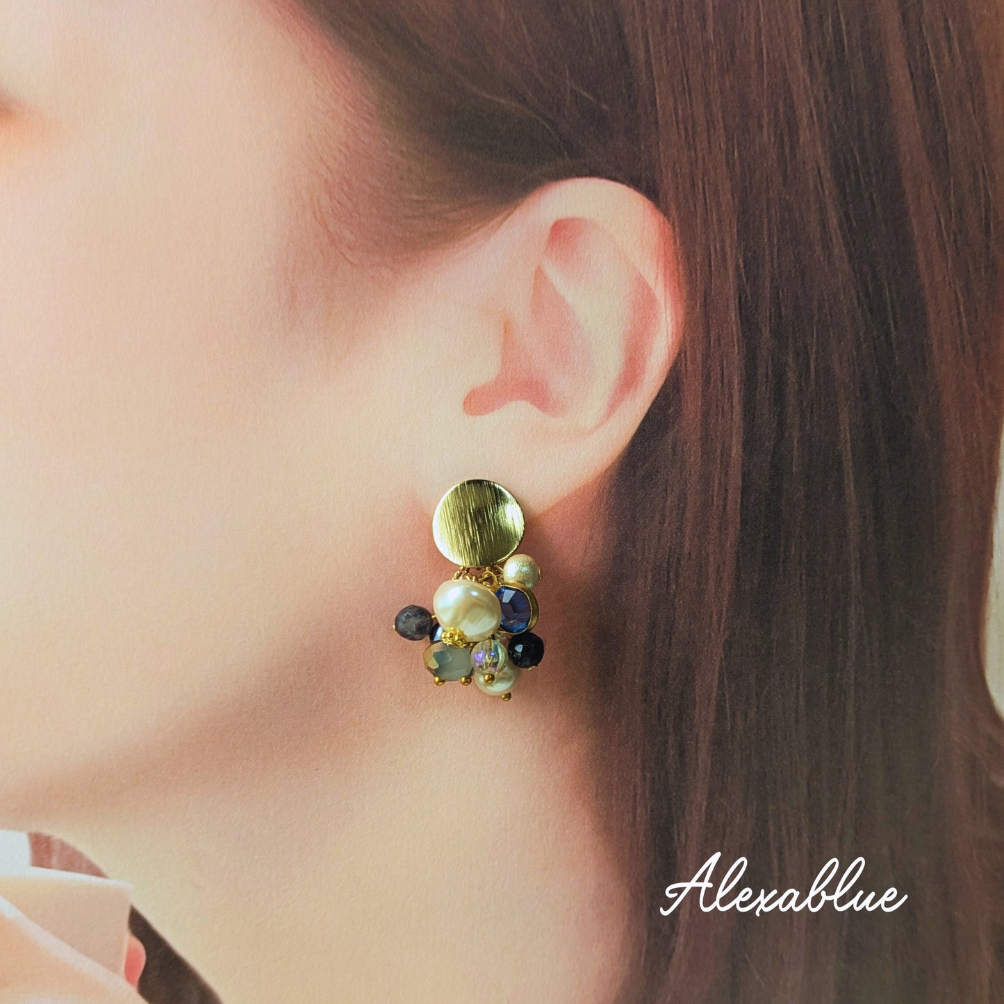 Iolite-Filled Asymmetrical Rhinestone Earrings - Alexablue Original - Accessories Perfect for Weddings, Parties, and Dinners