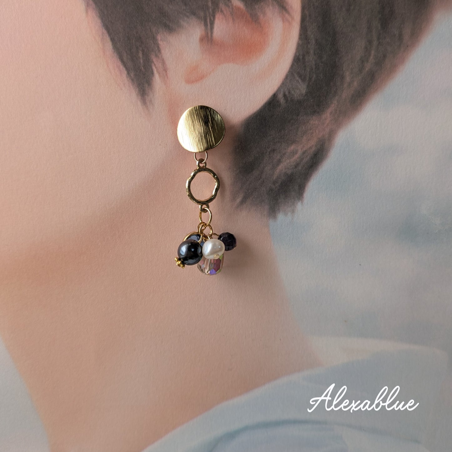 Iolite-Filled Asymmetrical Rhinestone Earrings - Alexablue Original - Accessories Perfect for Weddings, Parties, and Dinners