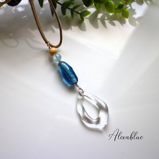 Aquamarine Natural Stone Car Rearview Mirror Hanging Ornament, March Birthstone, Car Charm, Stylish Car Interior Accessory, Small Gift