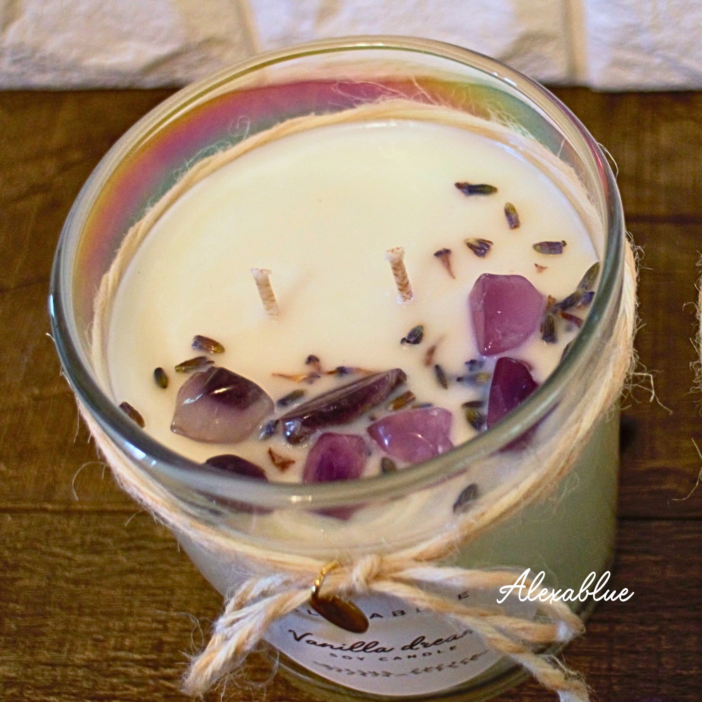 Amethyst Lavender Aroma Soy Candle, Gemstone Candle, Botanical Candle, Amethyst