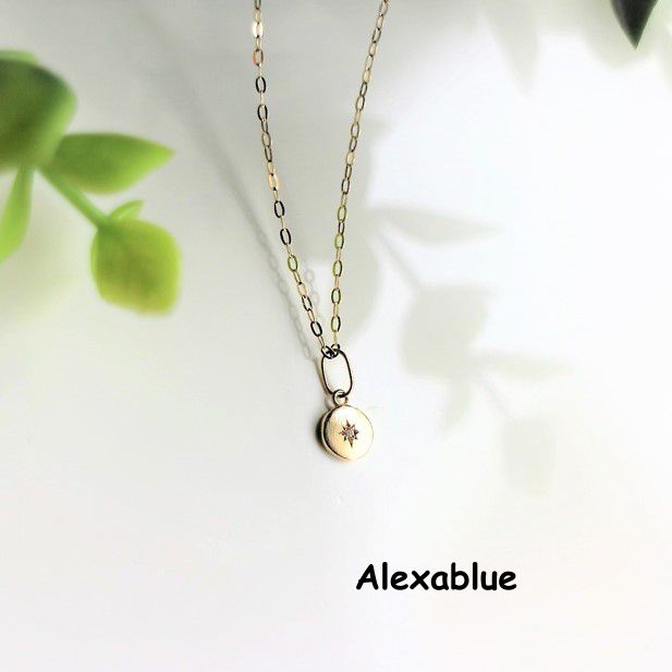 Diamond Coin Necklace - April Birthstone
