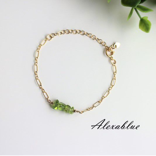 Peridot Bracelet, August Birthstone, K14GF