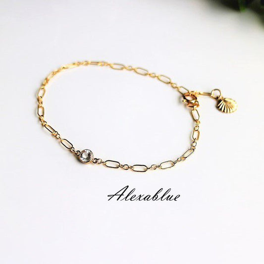 White Topaz Bracelet, November Birthstone, K14GF