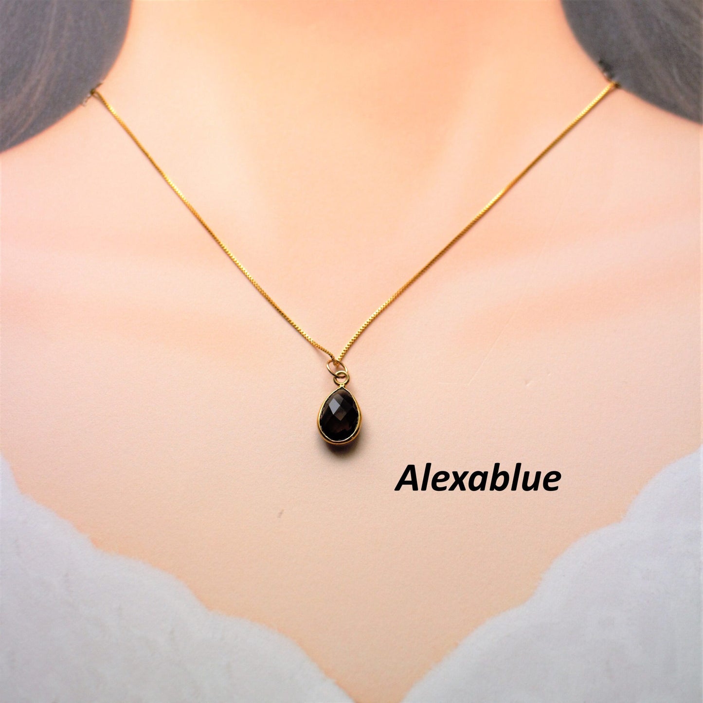 Smoky Quartz Necklace K14GF Natural Stone Necklace